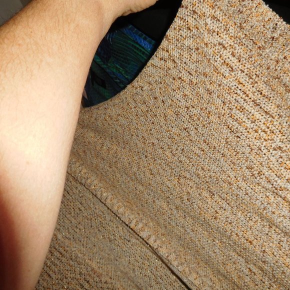 NWT 18W 20W OPEN FRONT METALIC TAN CARDIGAN DOLMAN SLEEVES - Picture 6 of 8